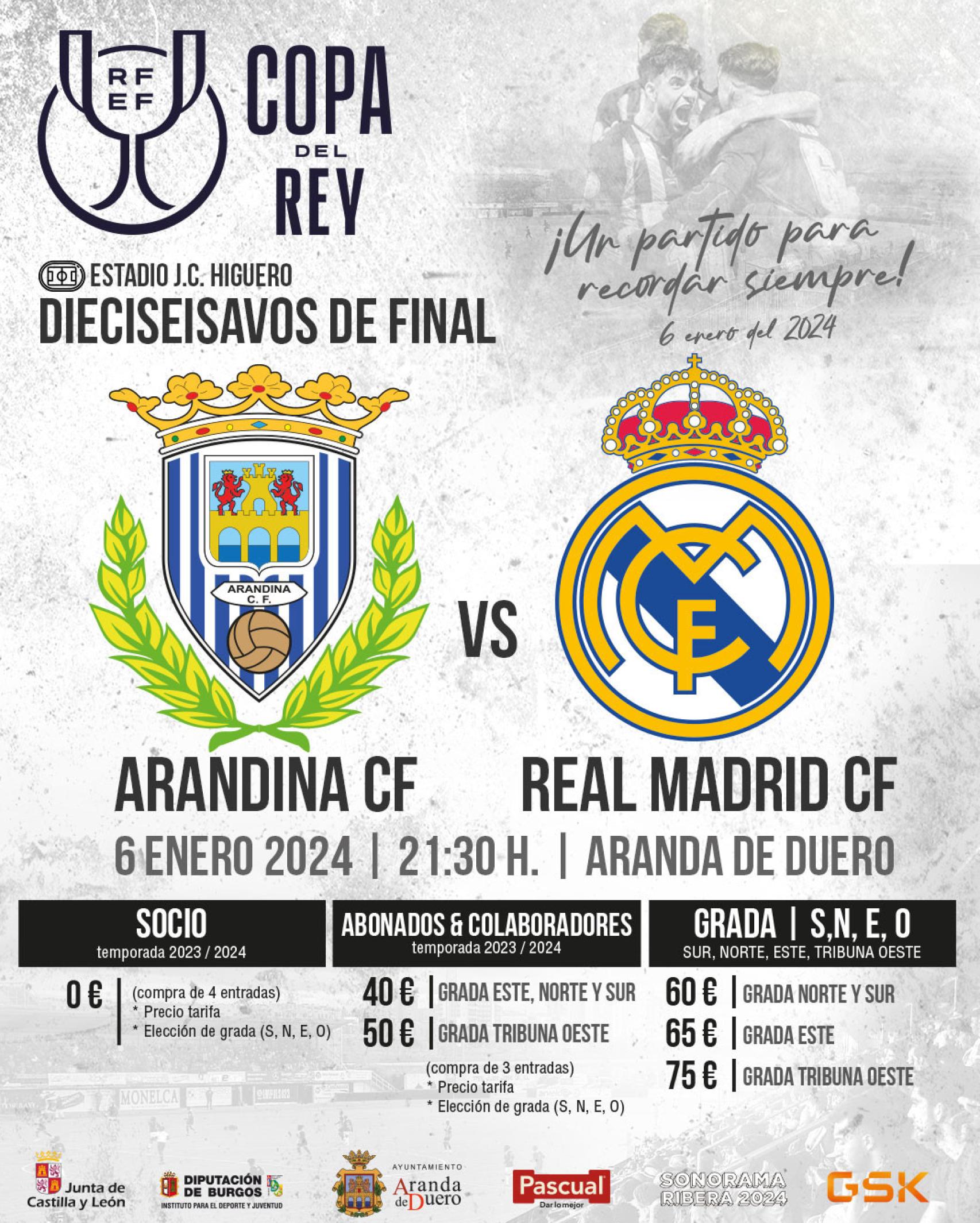 Precios para el Arandina - Real Madrid