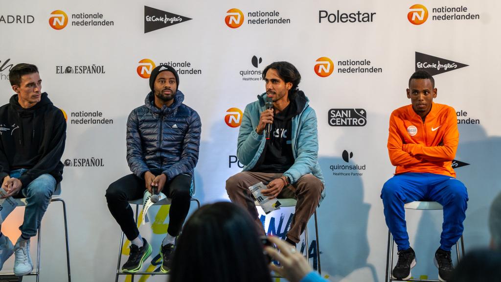 Mo Katir, durante la presentación de la Nationale-Nederlanden San Silvestre Vallecana 2023.