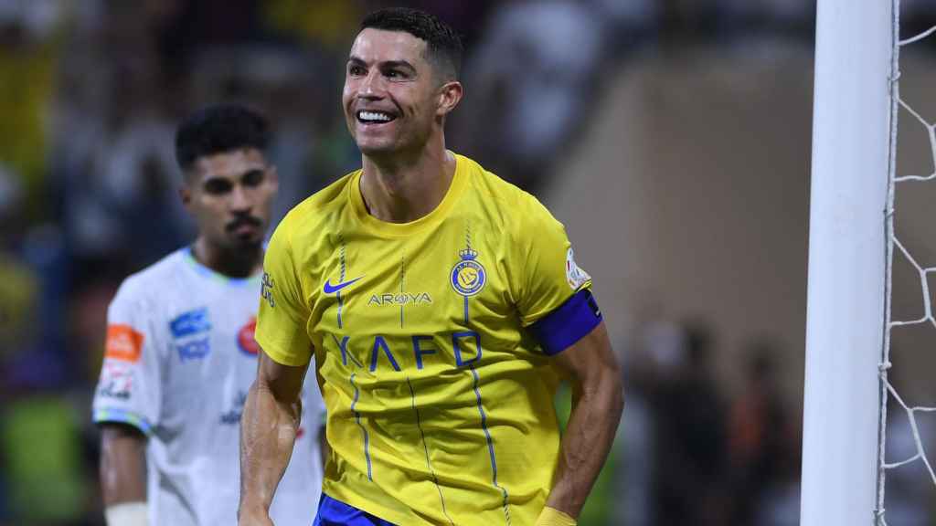 Cristiano Ronaldo celebrates a goal with Al-Nassr