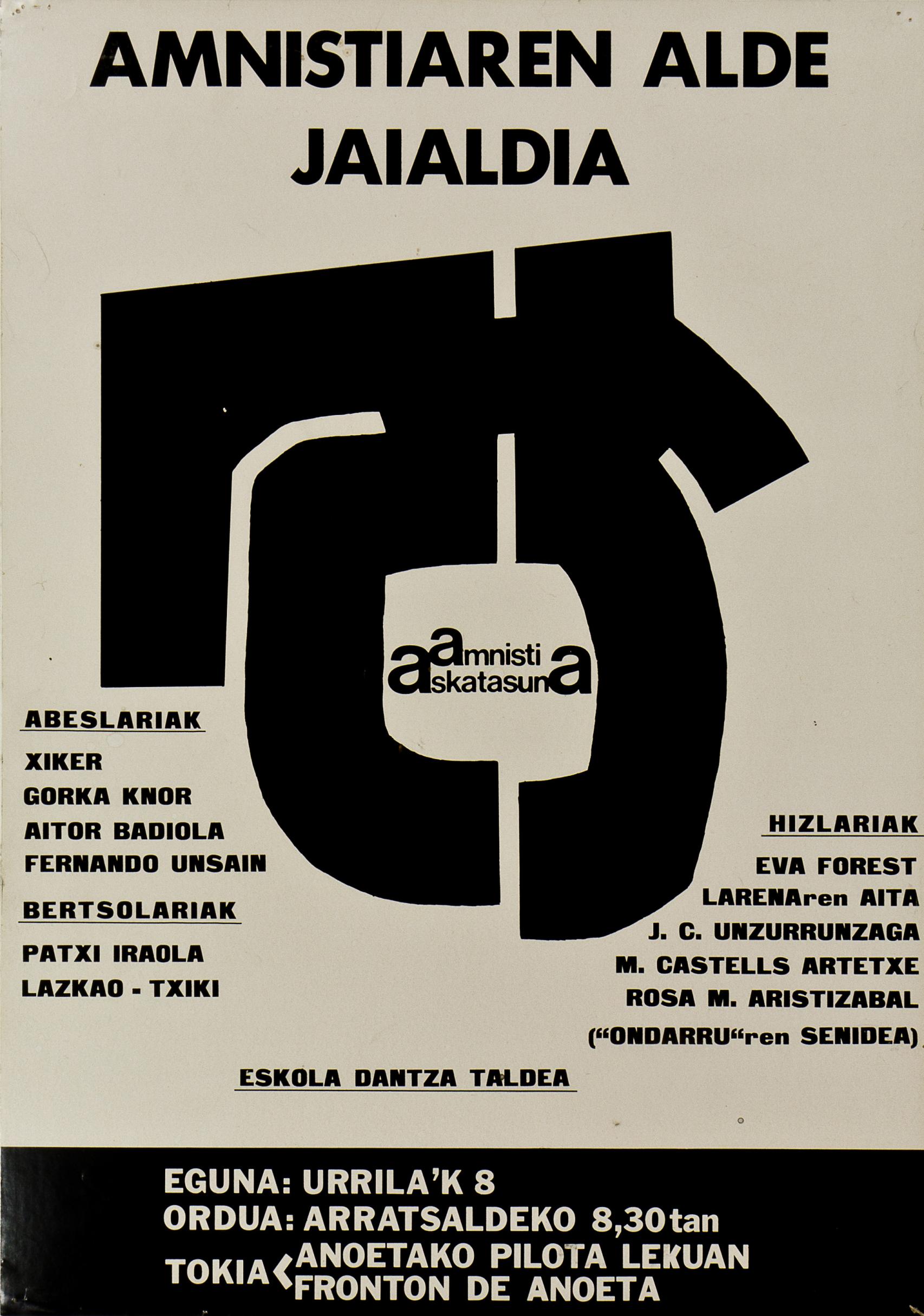 Cartel 'Amnistía-Libertad', 1975, aguafuerte editado en París. Cortesía de la Sucesión Eduardo Chillida y Hauser & Wirth