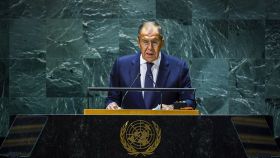 El ministro de Exteriores ruso, Seguéi Lavrov, durante su intervención en la Asamblea General de las Naciones Unidas, el pasado 24 de septiembre.