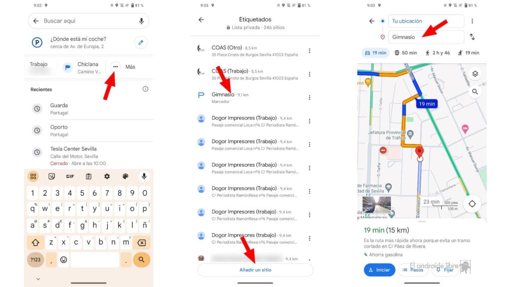 Cómo guardar los atajos en Google Maps