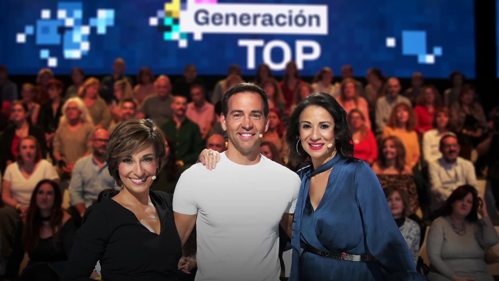 Adela González, David Meca y Silvia Jato, concursantes de la generación 'Guay' en el programa 'Generación TOP'.