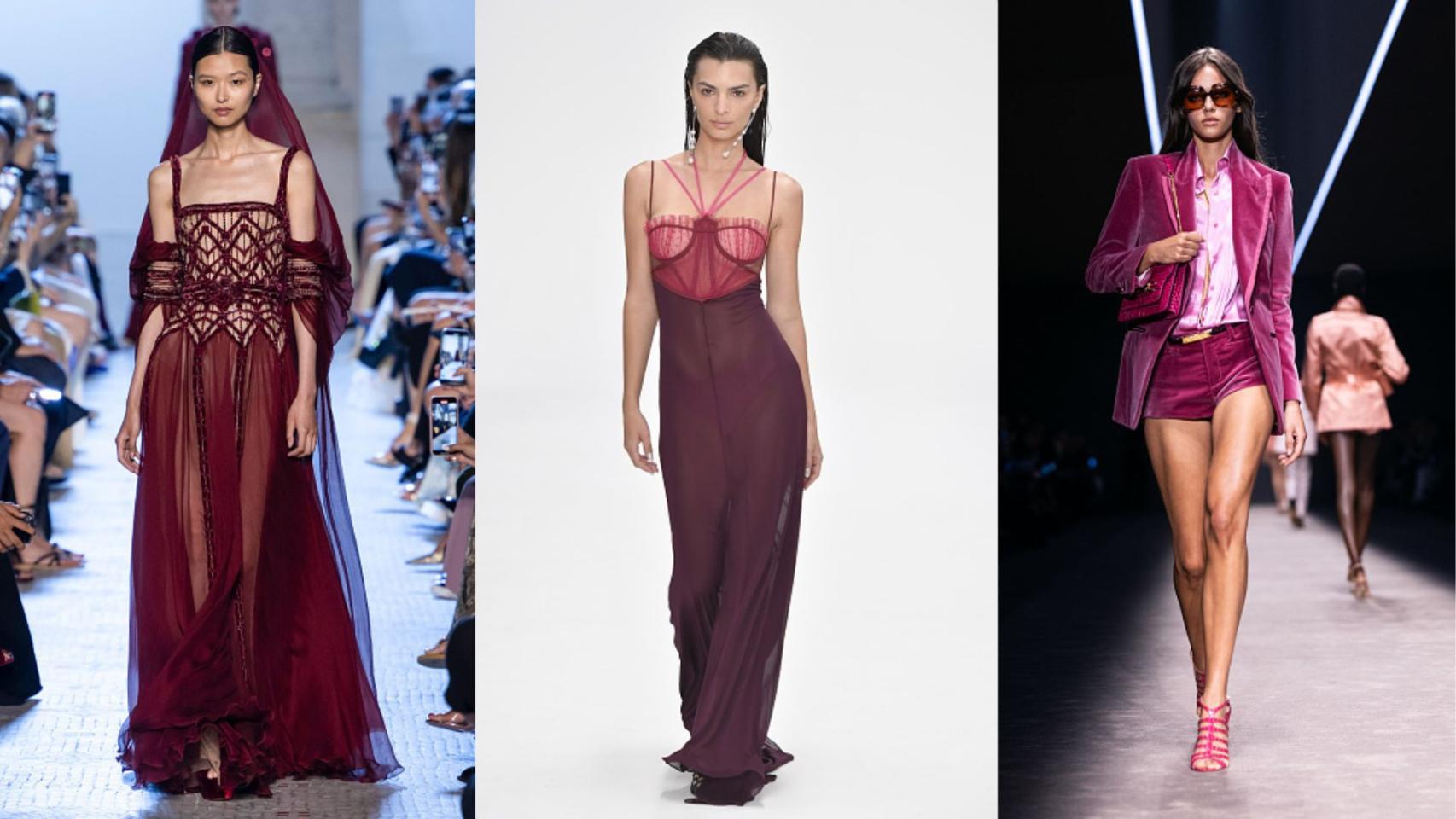 Siluetas de los desfiles 2023 Elie Saab, Nensi Dojaka y Tom Ford.