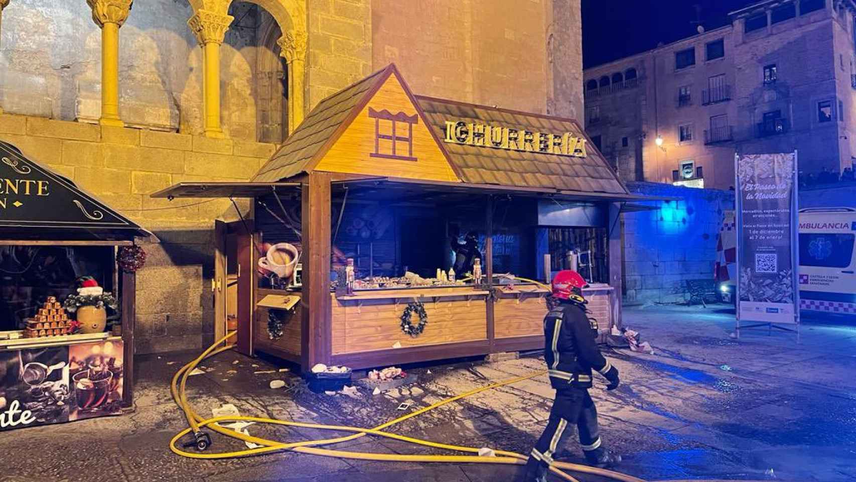 Explosión en una churrería callejera de Segovia