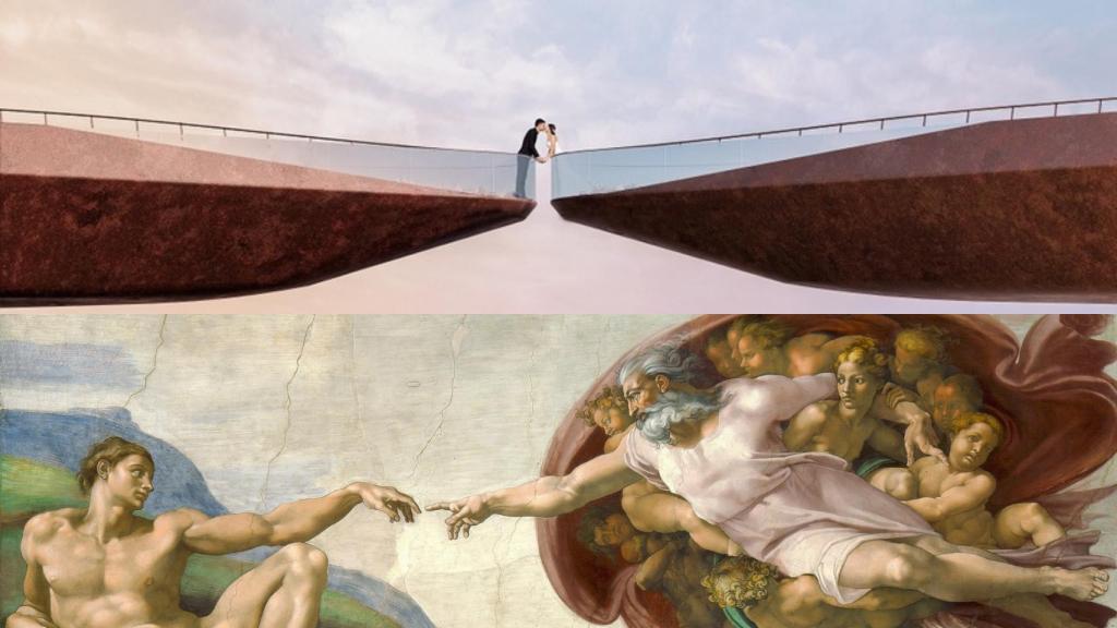 Kiss bridge, en Vietnam y La creación de Adán.