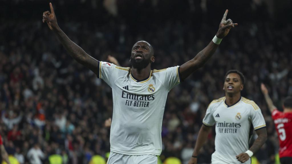 Rüdiger celebra su gol contra el Mallorca.