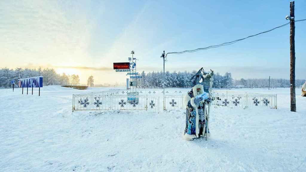 Vista del termómetro de Oymyakon, en Rusia.