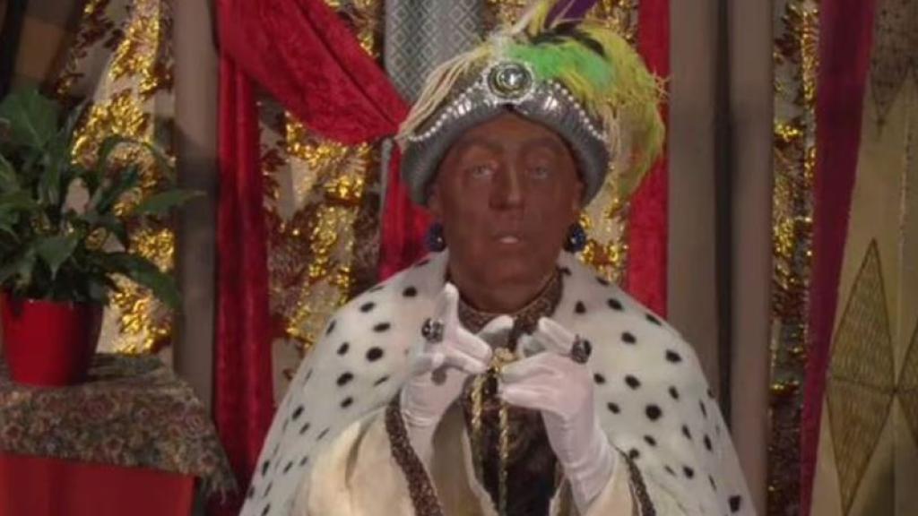 Parte del vídeo en el que aparece Baltasar interpretado por un actor blanco.