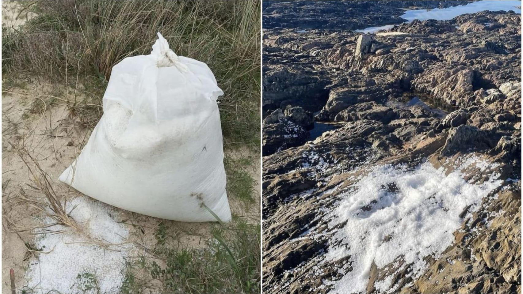 Imágenes de os pellets que han aparecido en varias playas gallegas