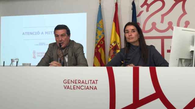 Marciano Gómez, 'conseller' de Sanidad; y Ruth Merino, portavoz del Gobierno valenciano. EE