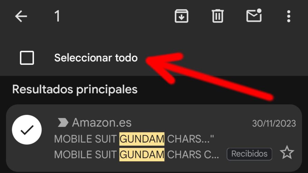 La nueva opción de 'Seleccionar todo' en la app de Gmail