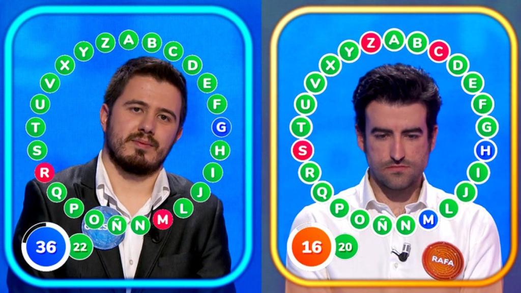 Rafa Castaño y Orestes Barbero participaron en el 20 aniversario de 'Pasapalabra'.