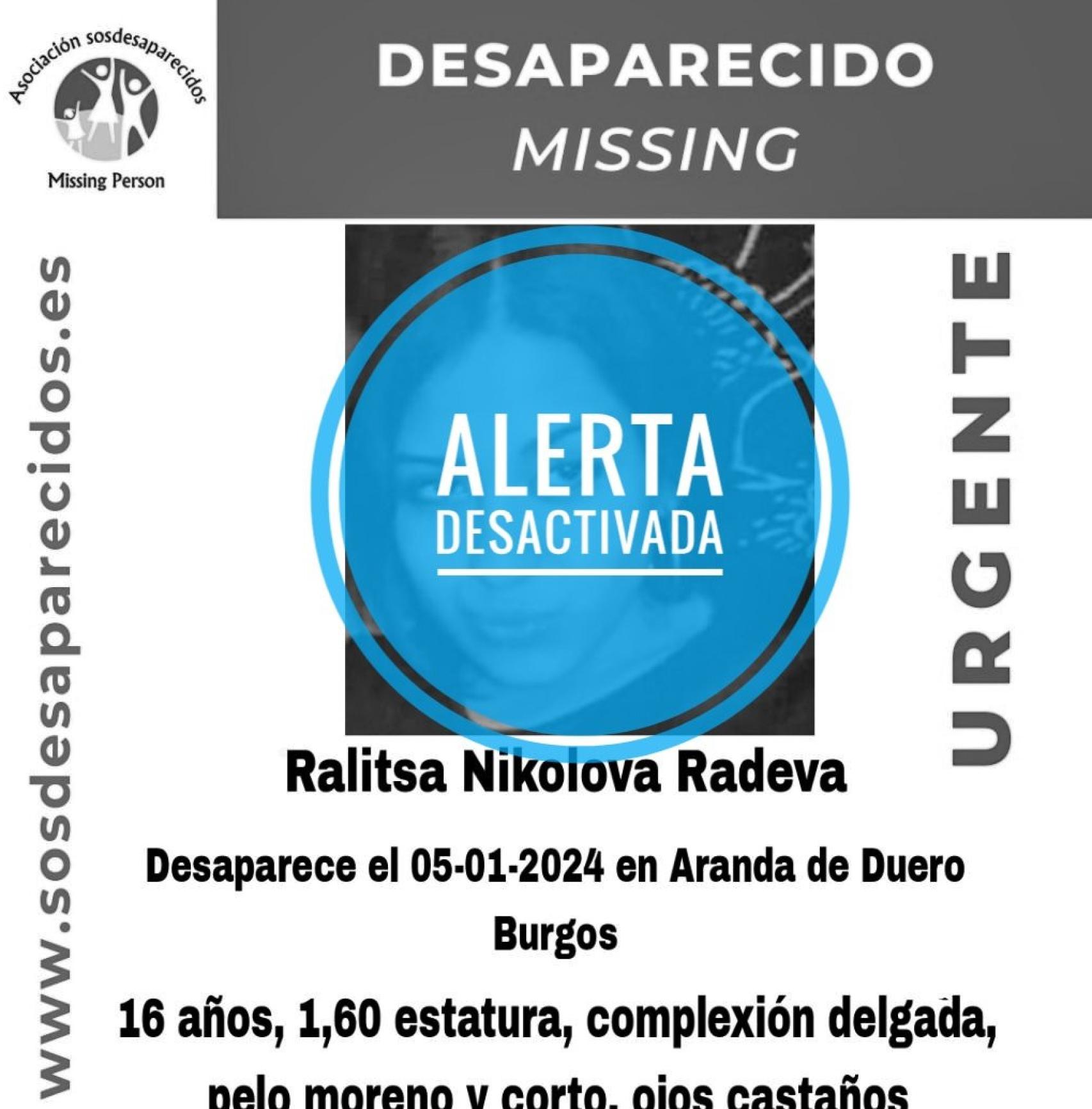 Cartel desactivando la alerta por desaparición