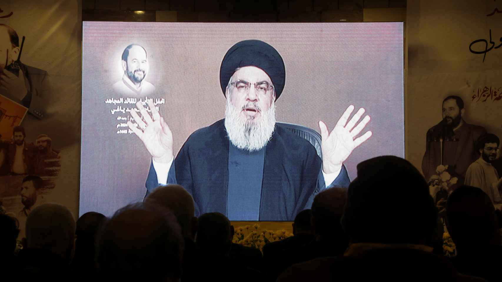 El líder de Hezbolá en Líbano, Sayyed Hassan Nasrallá, pronuncia un discurso televisado en Baalbek.