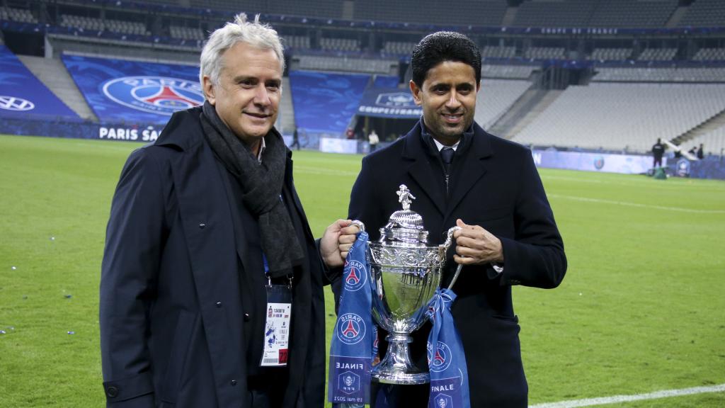 Jean-Martial Ribes, exdirector de comunicación del PSG, y Nasser Al-Khelaïfi
