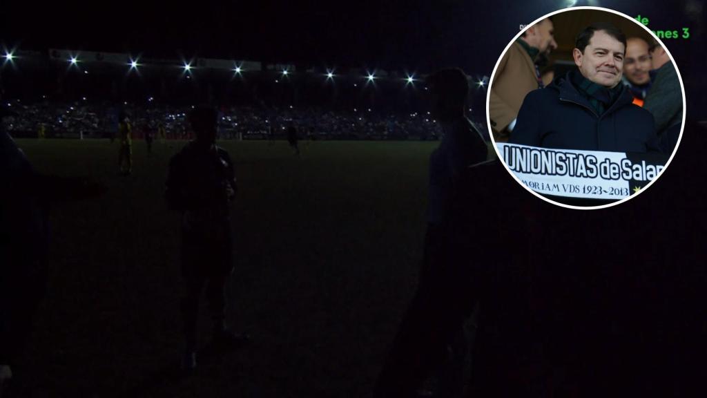 El momento del apagón en el Reina Sofía y el presidente de la Junta, Alfonso Fernández Mañueco, presenciando el encuentro