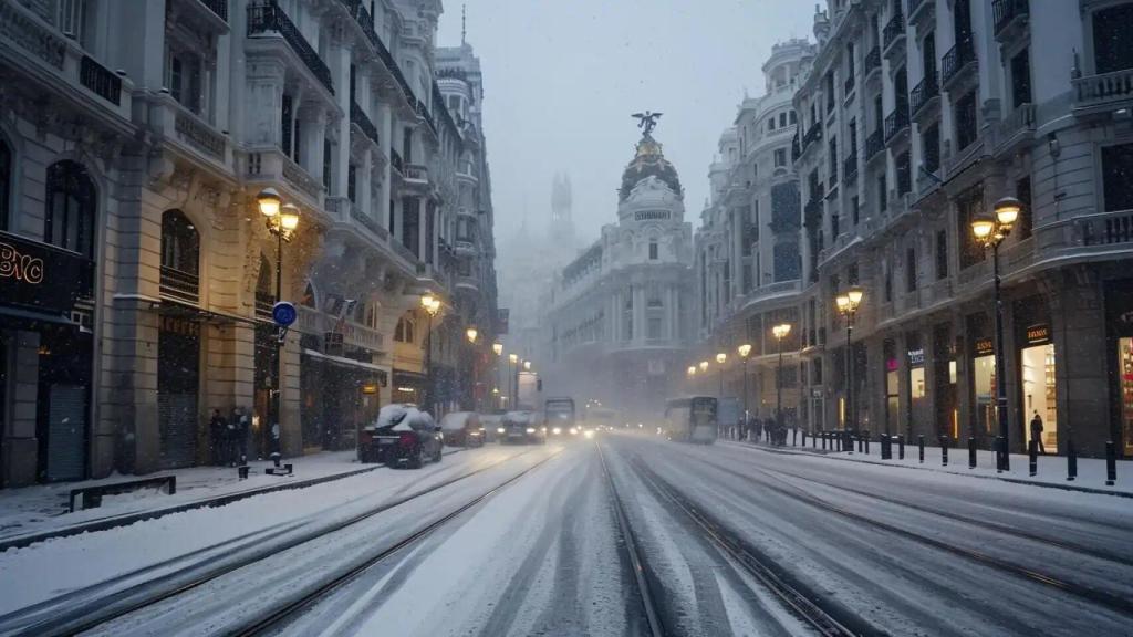 Nieve en la ciudad de Madrid.