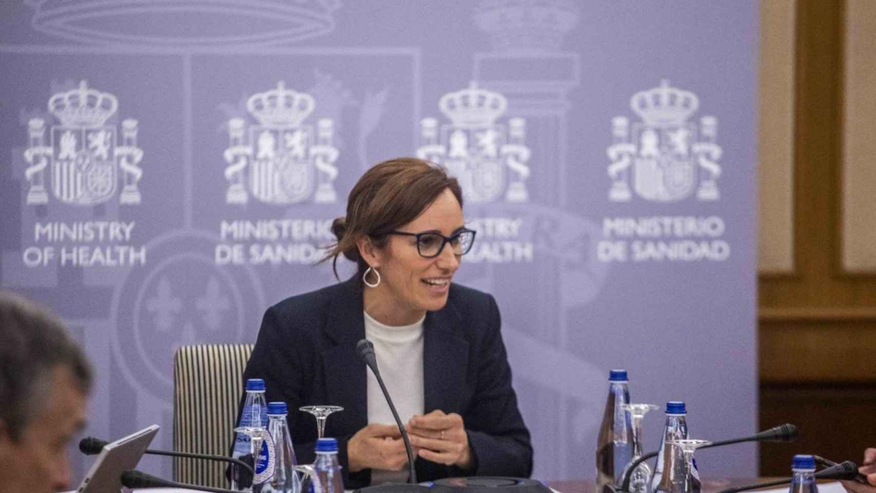 La ministra de Sanidad, Mónica García, durante la reunión del CISNS celebrada este lunes