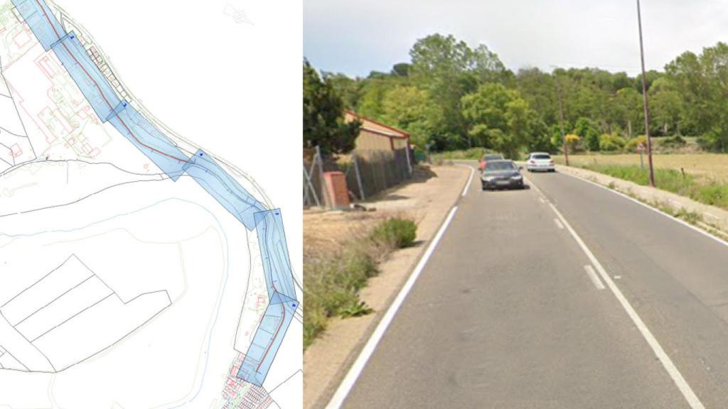 Calle Títulos en Valladolid y plano del carril bici