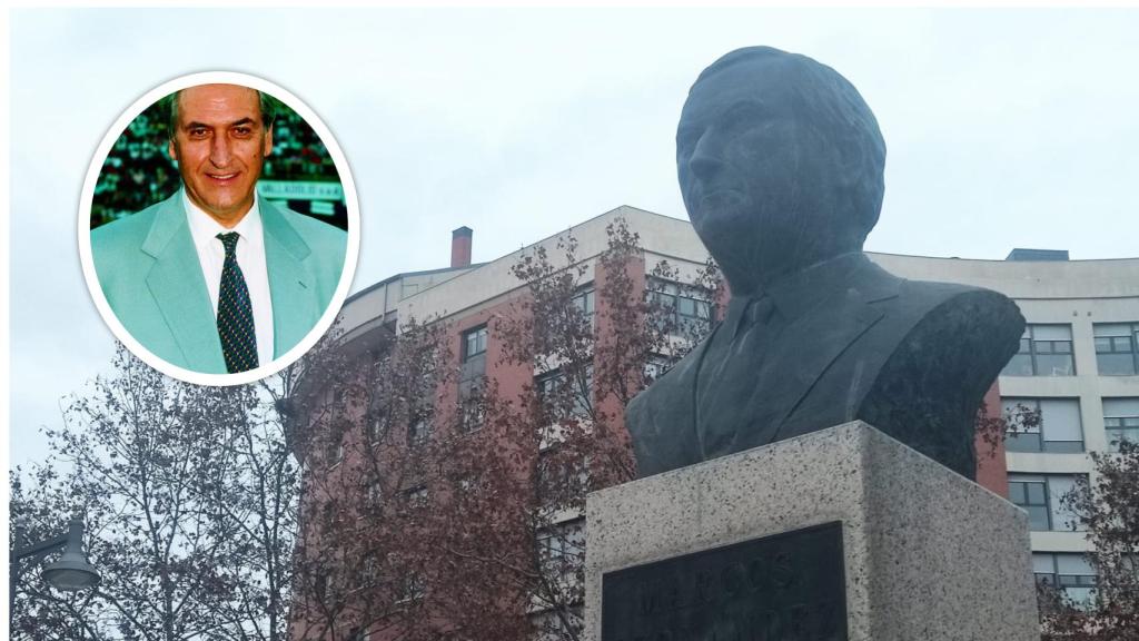 Busto de Marcos Fernández dedicado en la plaza de Parquesol que lleva su nombre