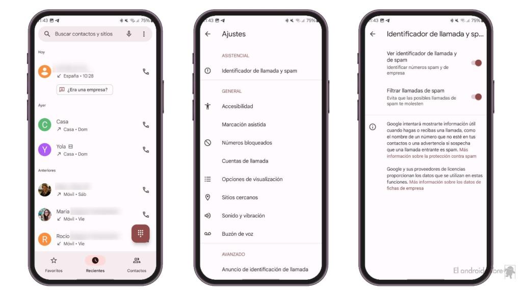 SPAM en app de Teléfono de Google