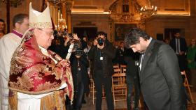 El presidente de la Región de Murcia, Fernando López Miras, este domingo, en la misa que ha dado el pistoletazo de salida al Año Jubilar de Caravaca de la Cruz.