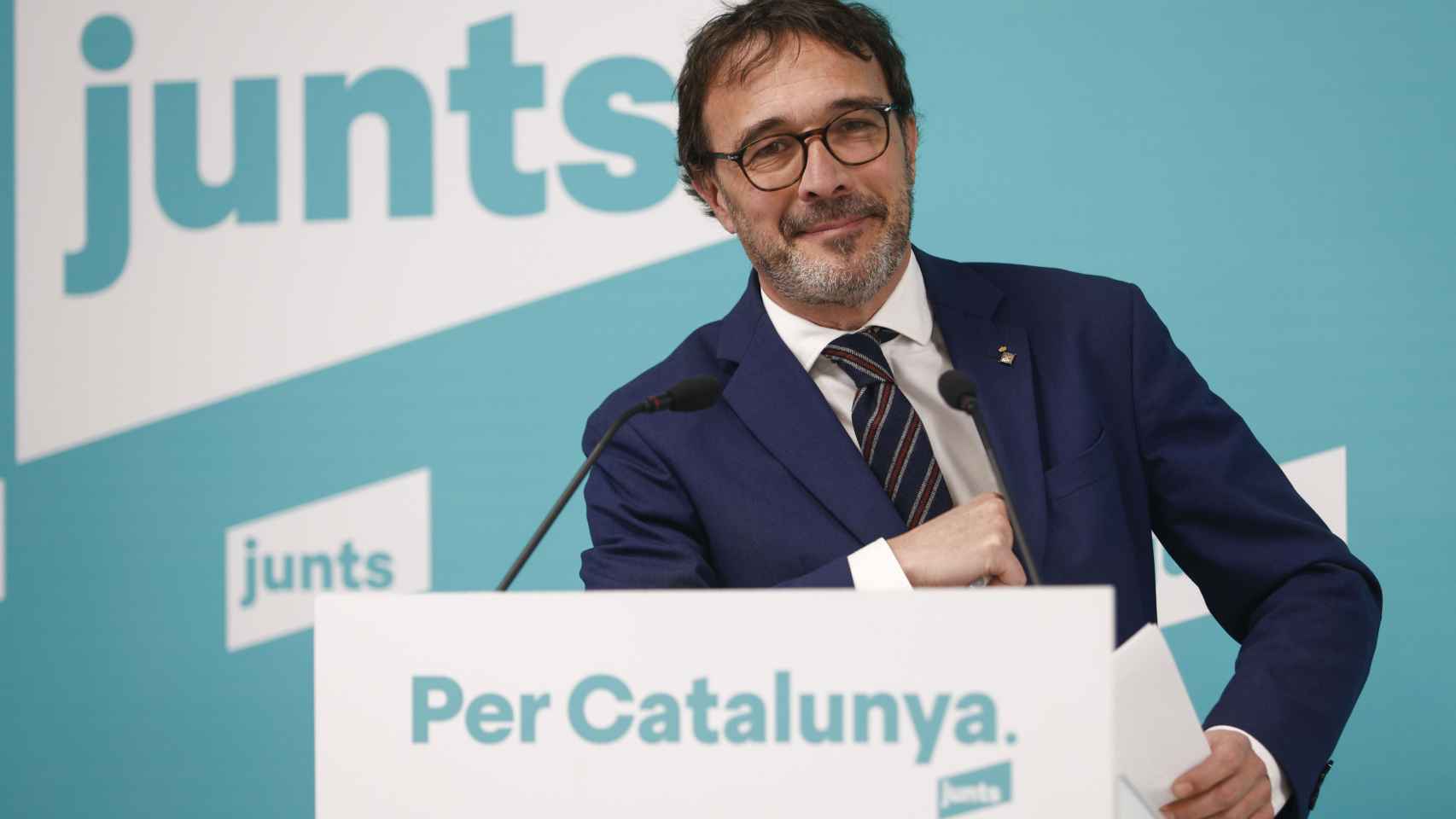 Josep Rius, portavoz de la Ejecutiva de Junts per Catalunya, en rueda de prensa.