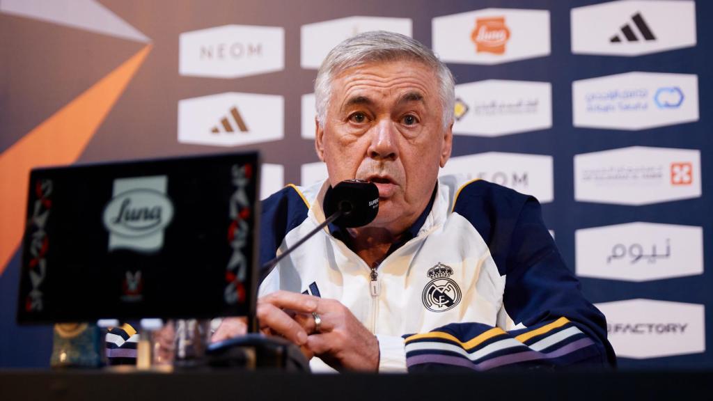 Carlo Ancelotti, en rueda de prensa antes de la Supercopa de España