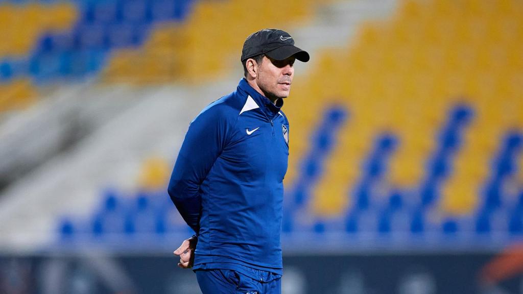 Diego Pablo Simeone, en el entrenamiento previo a la Supercopa de España