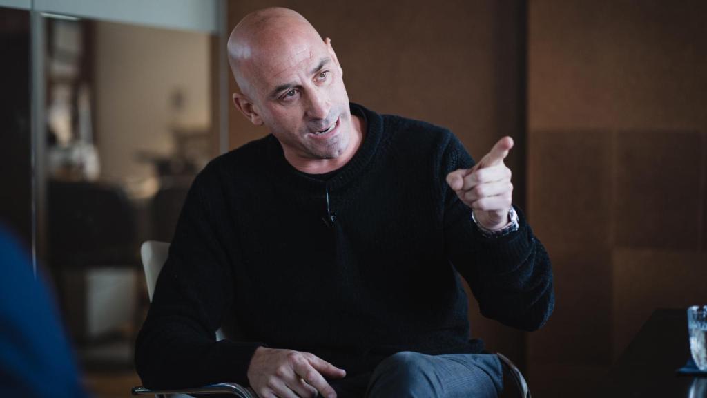 Luis Rubiales, durante la entrevista con EL ESPAÑOL