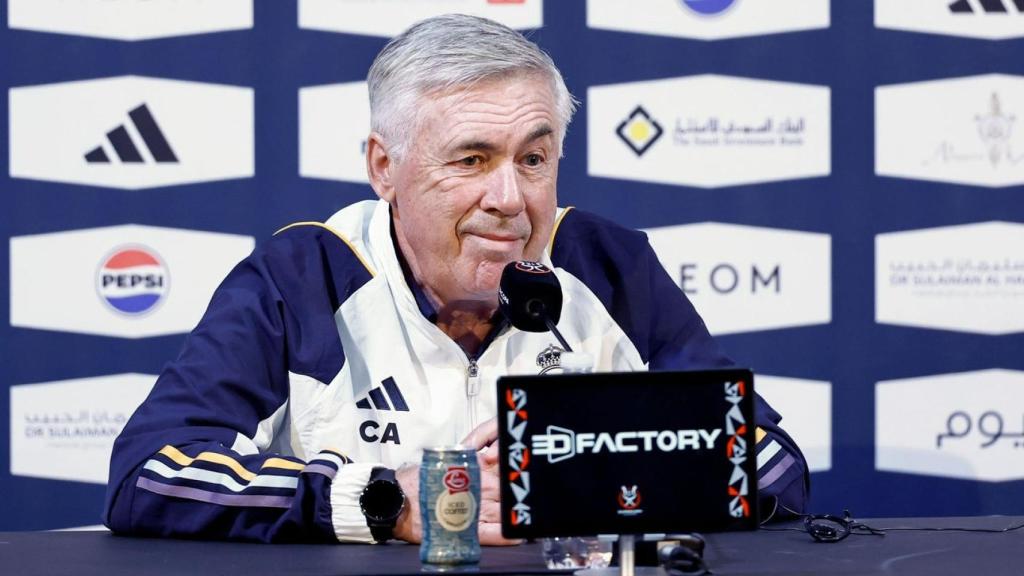 Carlo Ancelotti, en la rueda de prensa previa a la Supercopa de España.