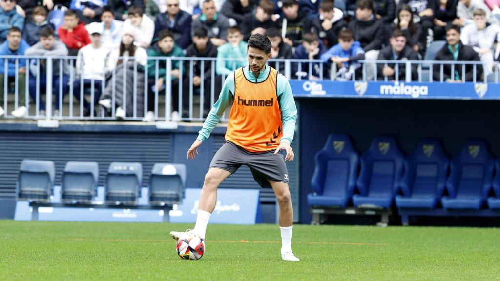 Nelson Monte durante un entrenamiento con el Málaga CF