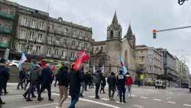 Trabajadores de Vitrasa durante la última jornada de protestas.