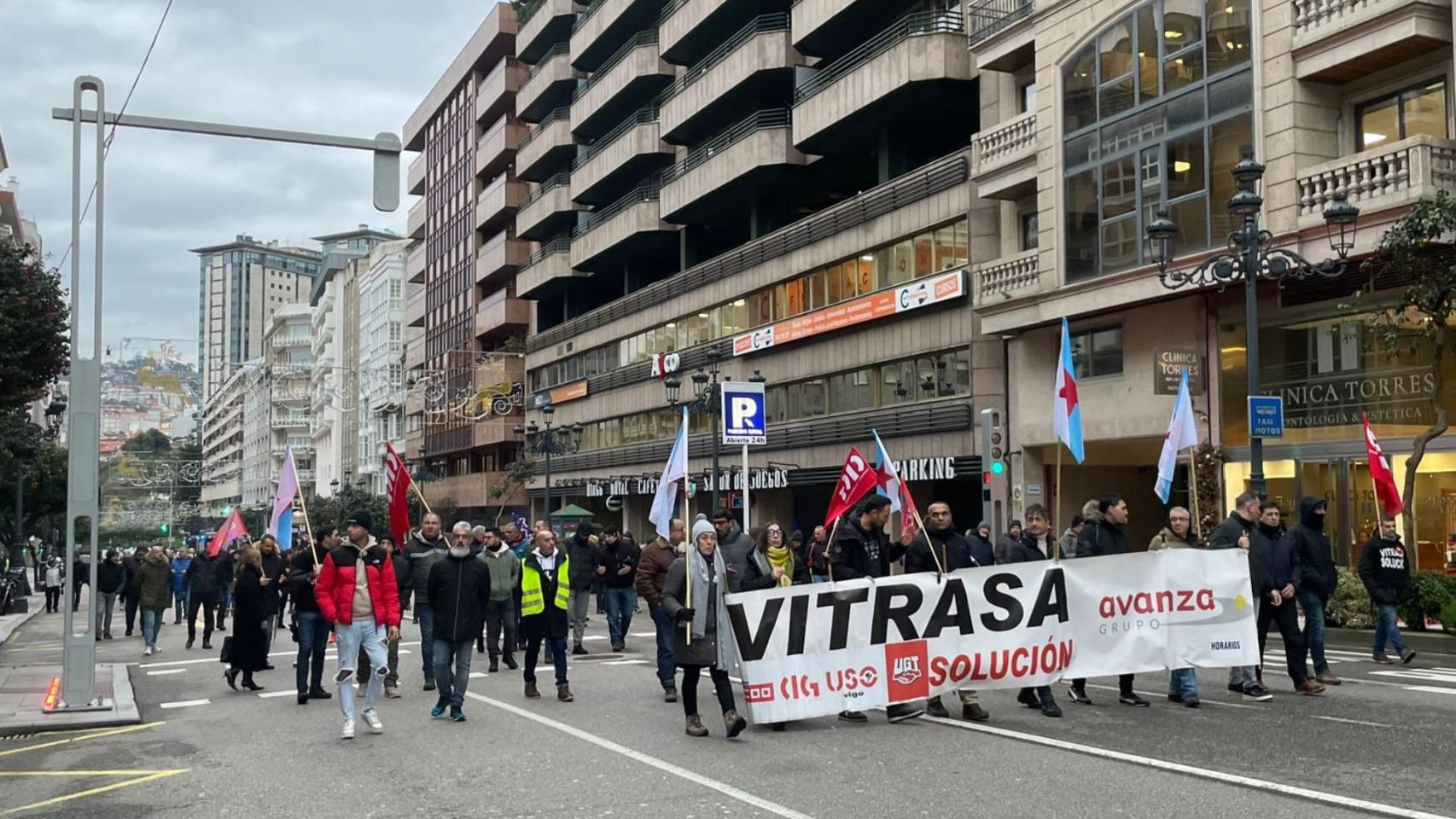 Una protesta de los trabajadores de Vitrasa.