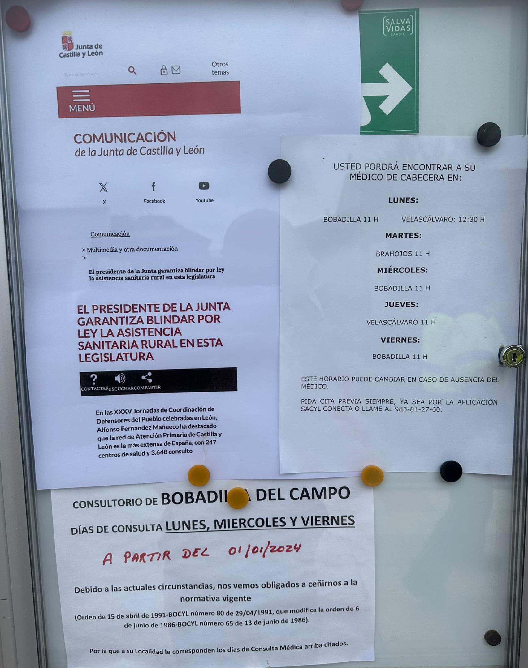 Tablón de anuncios en Bobadilla