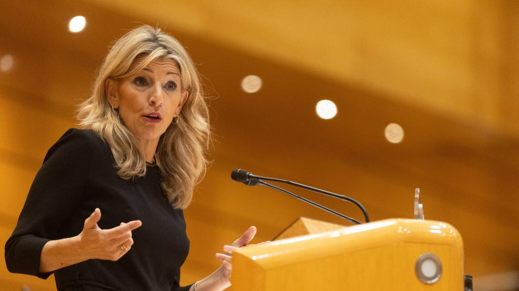 Yolanda Díaz durante su intervención este miércoles en el Senado.