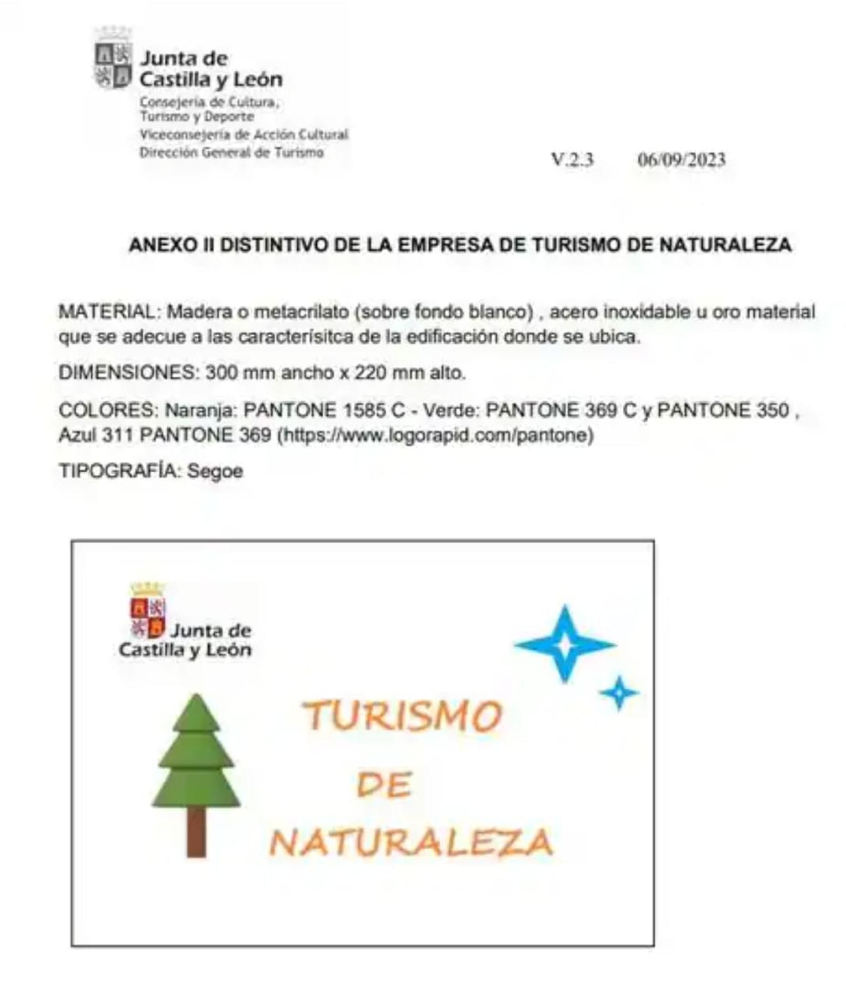 El logo aparece en el borrador del proyecto promovido por la Dirección General de Turismo de la Junta de Castilla y León