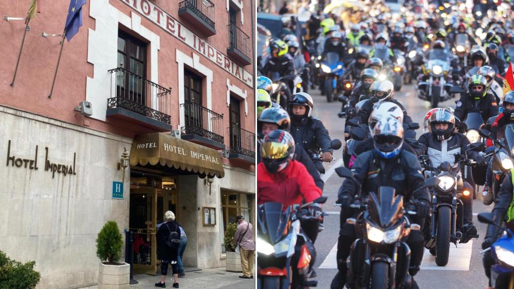 Unos turistas entrando a un hotel de Valladolid y la concentración motera de Pingüinos