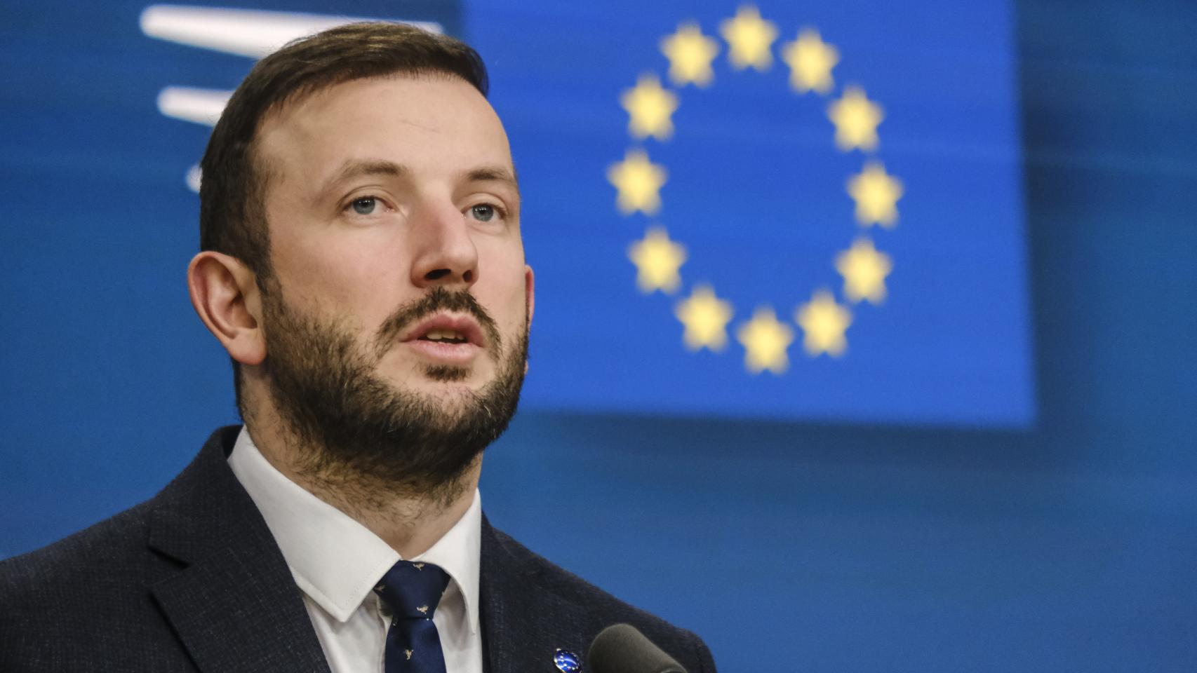 El comisario de Medio Ambiente y Pesca, Virginijus Sinkevicius, durante una rueda de prensa