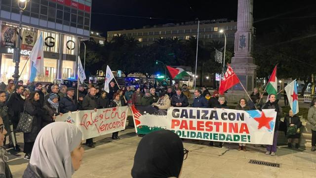 Concentración en apoyo a Palestina en el Obelisco este miércoles 10 de enero.