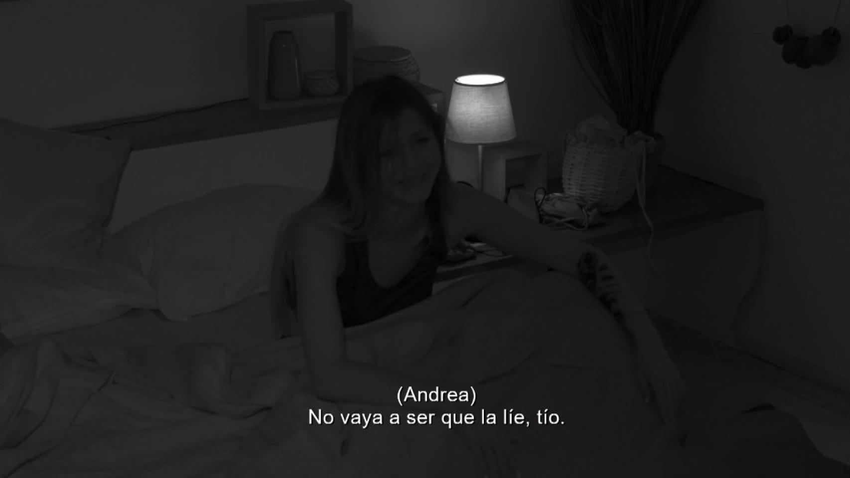Andrea en 'La isla de las tentaciones' después de que suene la alarma.