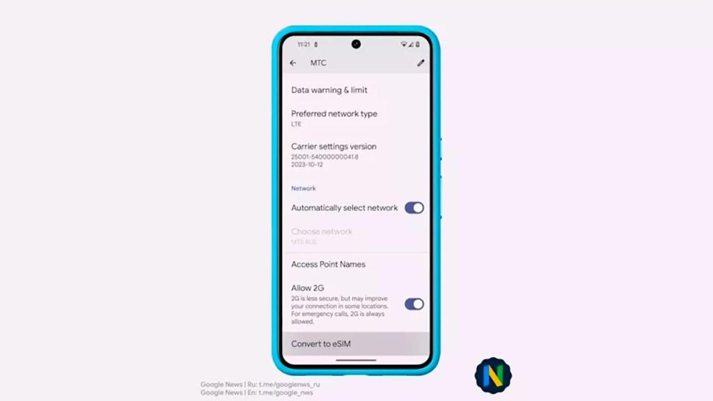 Imagen de la opción de convertir la SIM a una virtual