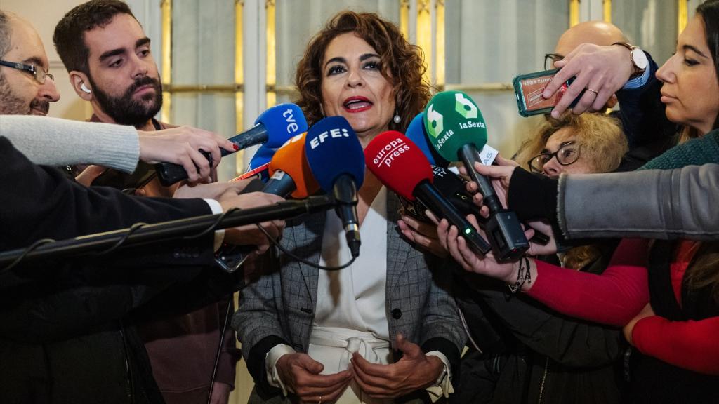 La vicepresidenta María Jesús Montero, este jueves en un desayuno informativo de Fórum Europa.