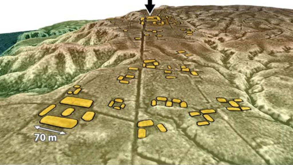 Estructuras documentadas con teledetección en el yacimiento de Sangay.