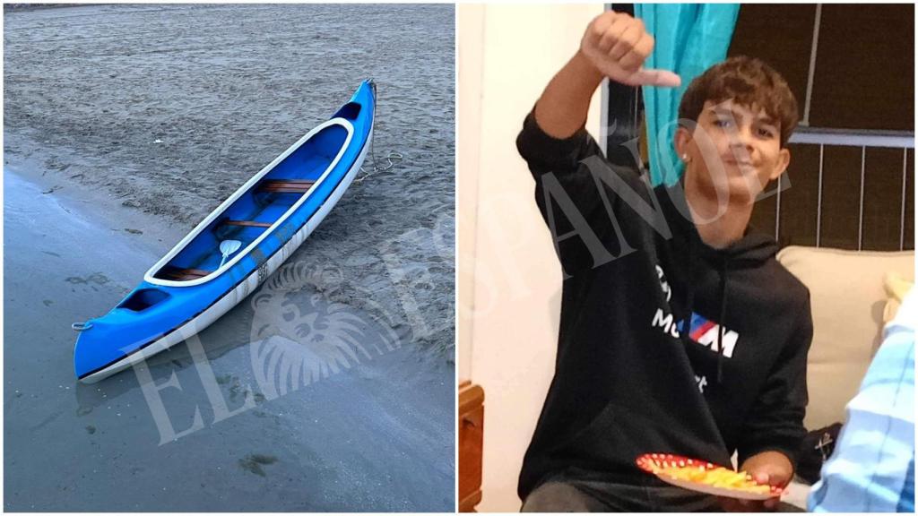 La canoa robada a un jubilado de Los Alcázares donde se produjo el naufragio en el que ha desaparecido Ivailo Petrov en el Mar Menor.