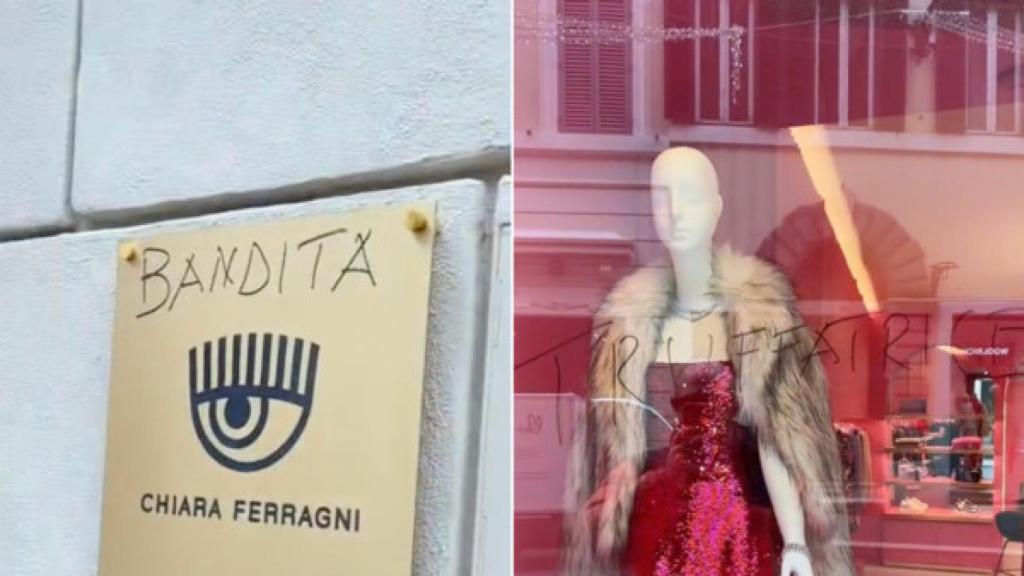 Pintadas en la tienda de Chiara Ferragni en Roma.