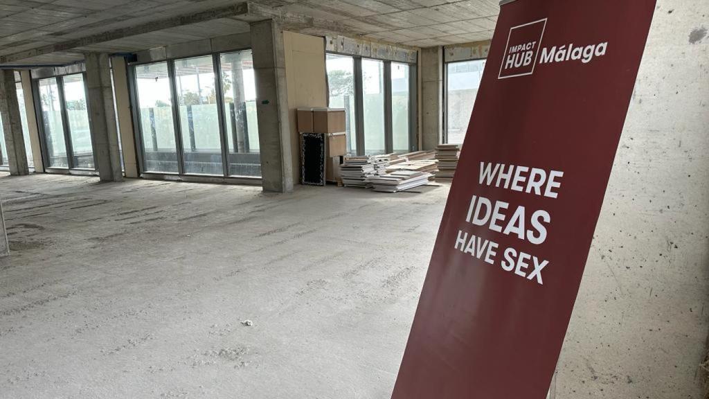 Así está ahora mismo el local de Impact Hub en la Málaga Towers: la obra acabará en septiembre.