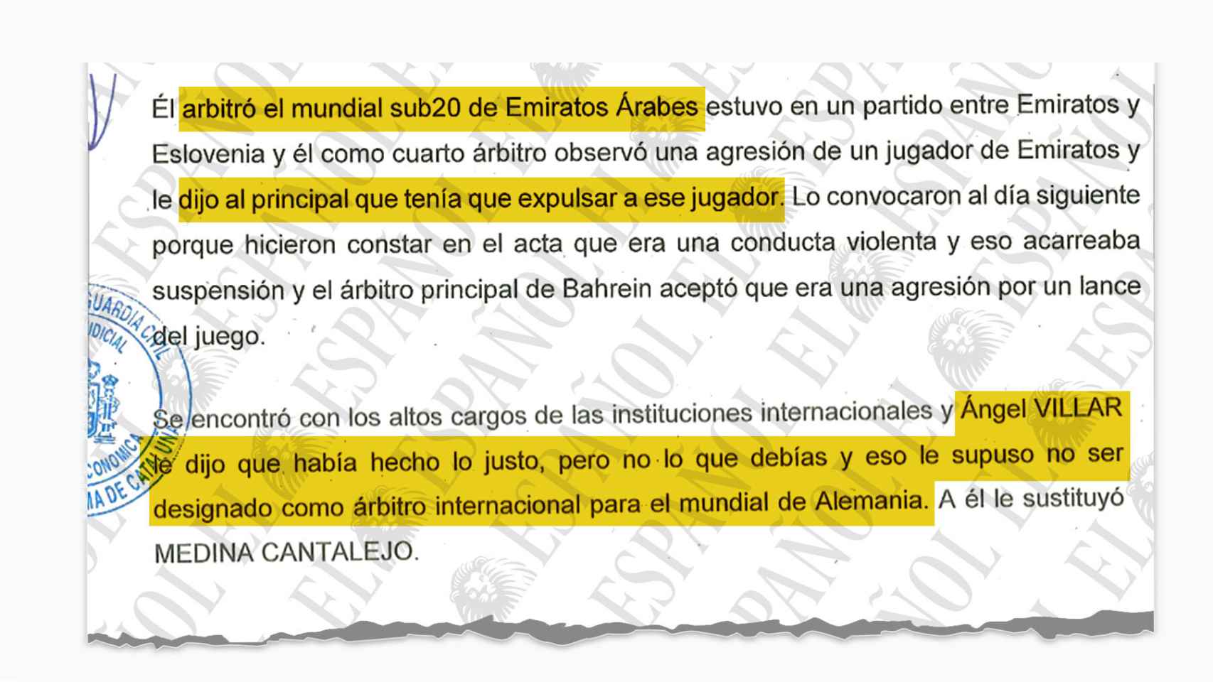 Un extracto de la declaración de Iturralde González.