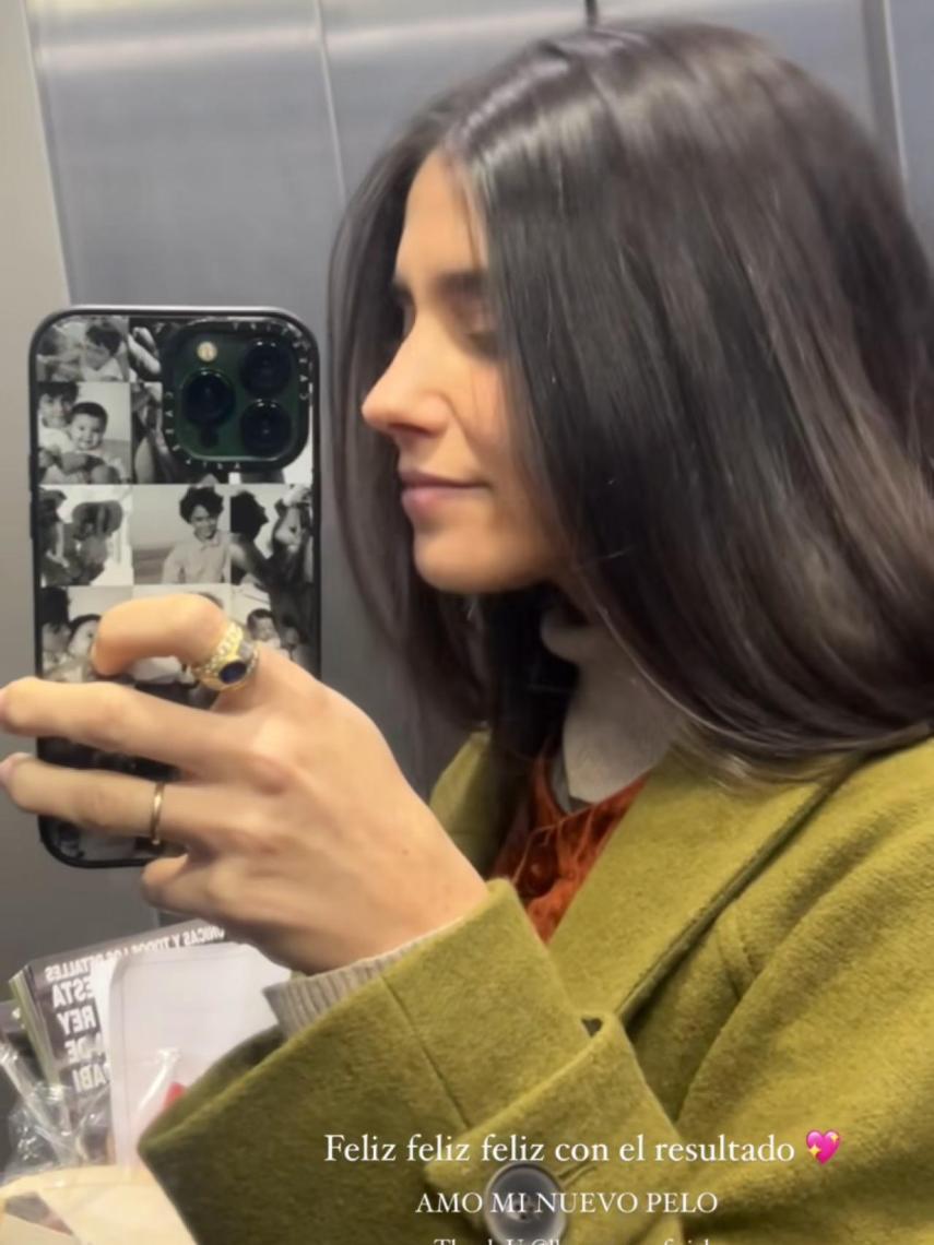 María García de Jaime mostrando el resultado de su melena.